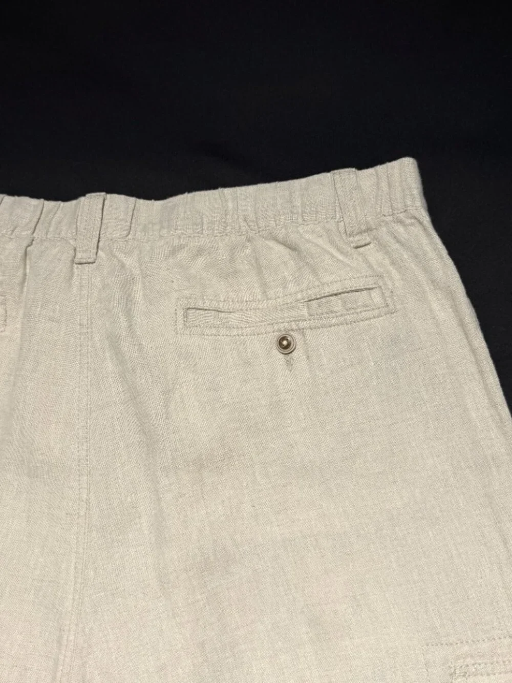 Caribbean Mens Linen Pants 42/32 Ivory Drawstring Cargo Pockets NEW With Tags